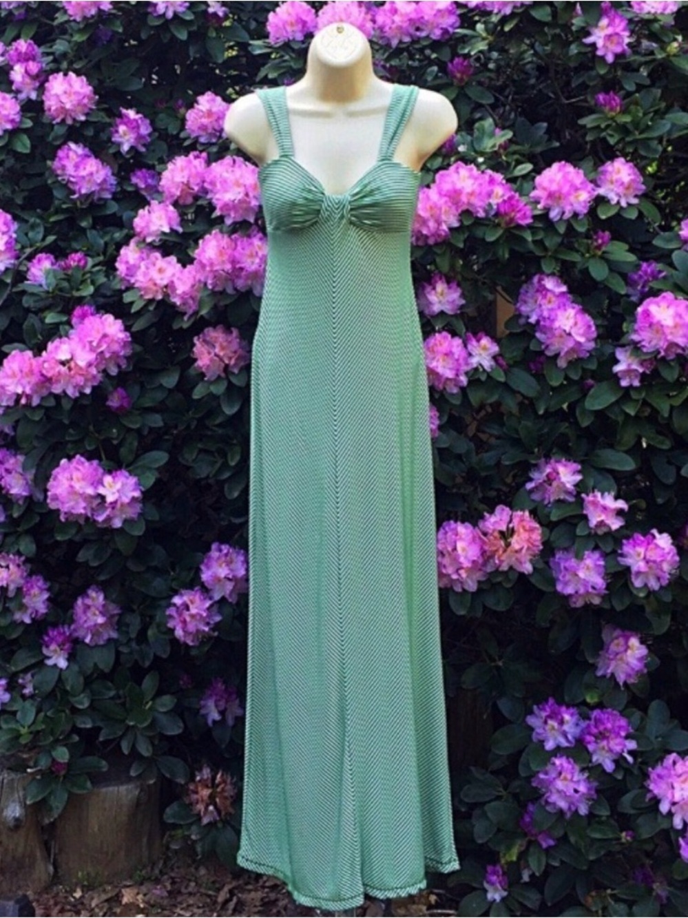 Elegant Green Striped Maxi Dress